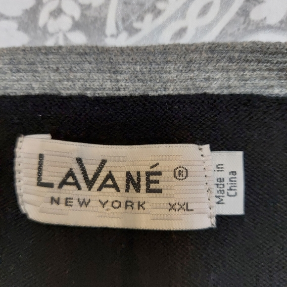 Men's retro cotton pullover Crewneck sweater. Black/White/Gray XXL - Picture 8 of 8